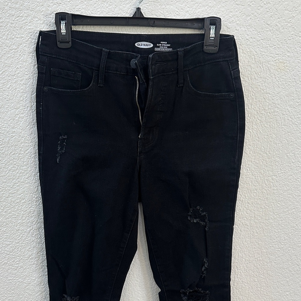 Old Navy Women's Dark Distressed Slim Straight Jeans
